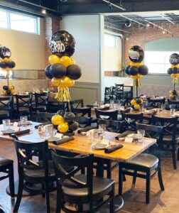 graduation party with balloon decor