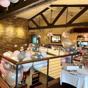 wedding shower balloon decor in large venue