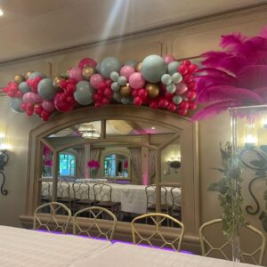 blue and pink balloon garland