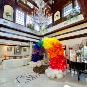 rainbow balloon arch