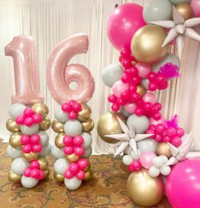 pink sweet 16 balloons