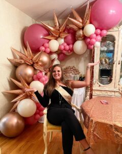 pink balloon arch for birthday