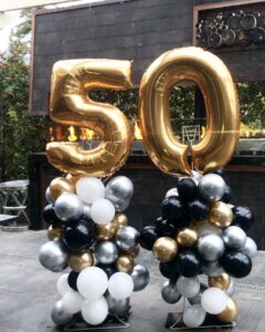 50th birthday balloon columns