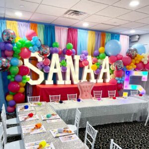 colorful balloon birthday decor