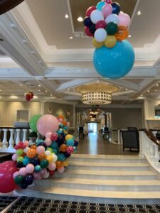 colorful balloon decor at corporate event