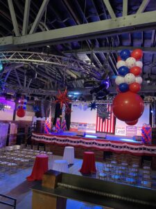 patriotic balloon decor at campaign event